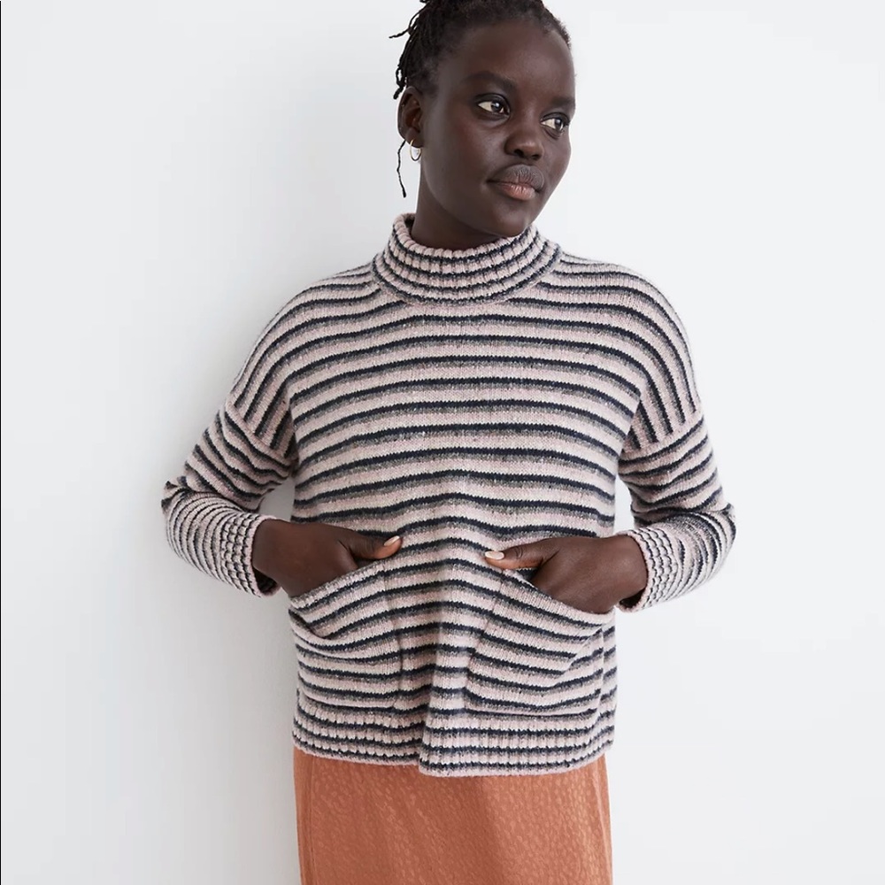 NWT Madewell Merrydale Pocket Pullover Sweater in Stripe